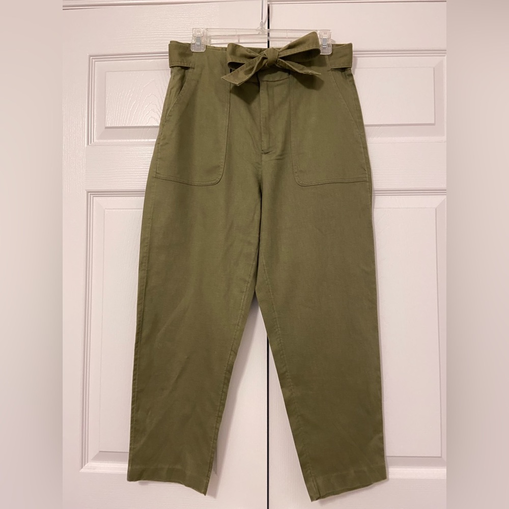 Banana Republic Olive Green Straight Leg Paperbag Pants